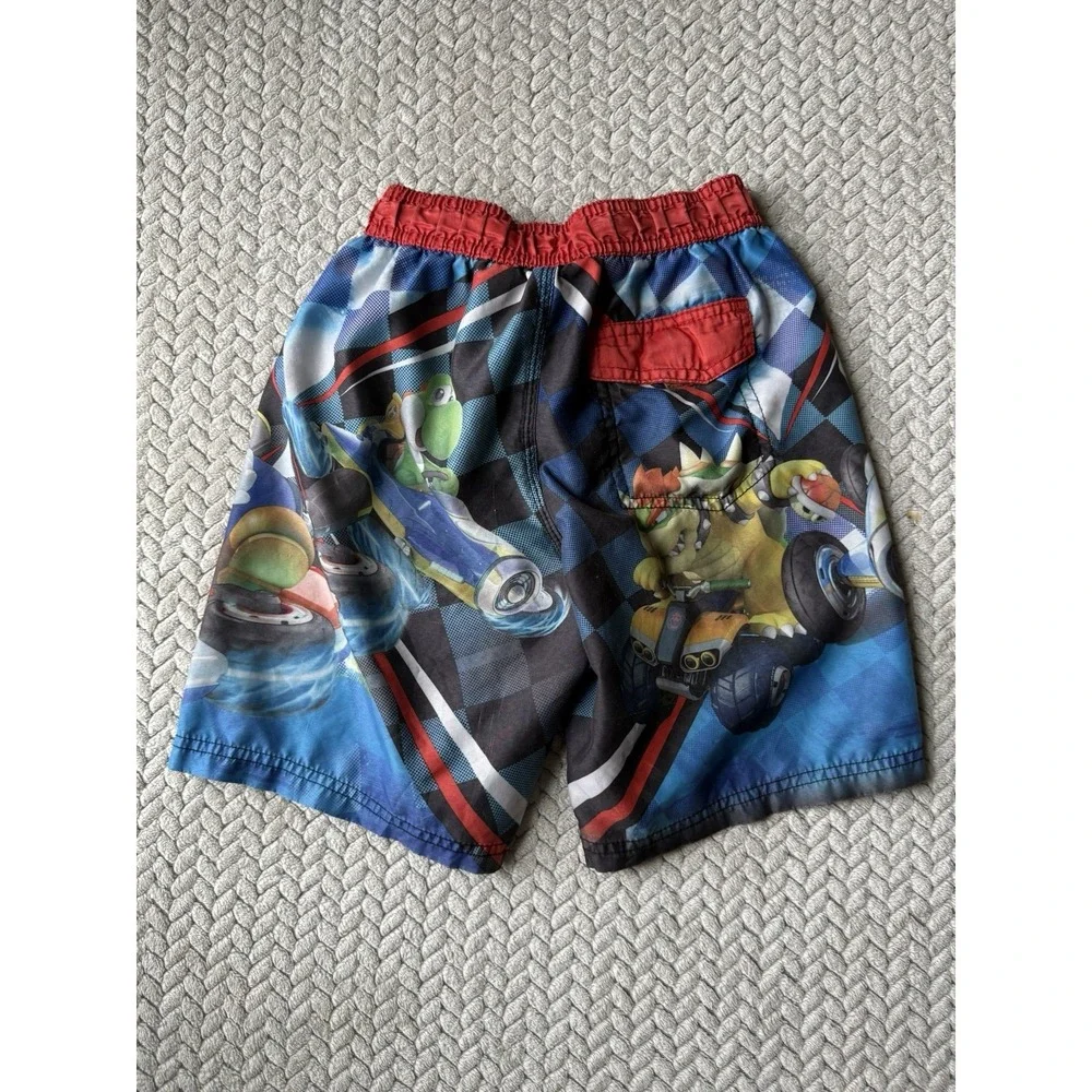 MarioCart Swim Shorts Youth Boys Size‎ 6/7  Red Blue Summer Pool Beach Water